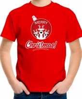 Rood kerstrui kerstkleding merry christmas kinderen rendier kerstbal