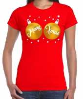 Rood kersttrui kerstkleding gouden merry xmas ballen dames