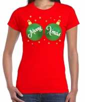 Rood kersttrui kerstkleding groene merry xmas ballen dames