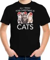 Zwart kerstrui kerstkleding all i want for christmas is cats kinderen