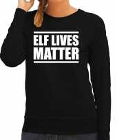 Zwarte kersttrui kerstkleding elf lives matter dames