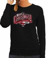Zwarte kersttrui kerstkleding merry christmas dames