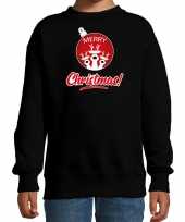 Zwarte kersttrui kerstkleding merry christmas kinderen rendier kerstbal