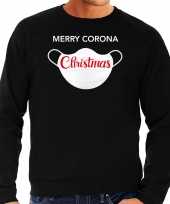Zwarte kersttrui kerstkleding merry corona christmas heren