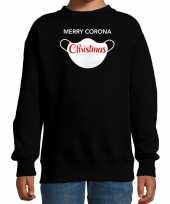 Zwarte kersttrui kerstkleding merry corona christmas kinderen