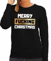 Zwarte kersttrui kerstkleding merry fucking christmas dames