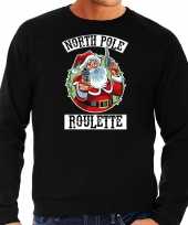 Zwarte kersttrui kerstkleding northpole roulette heren