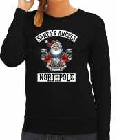 Zwarte kersttrui kerstkleding santas angels northpole dames