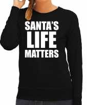 Zwarte kersttrui kerstkleding santas life matters dames