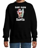 Zwarte kersttrui kerstkleding surf dude santa kinderen