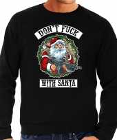 Zwarte lelijke kersttrui kerstkleding dont fuck with santa heren