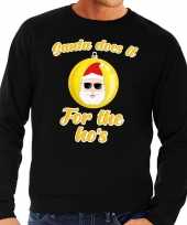 Zwarte lelijke kersttrui santa does it for the ho s heren